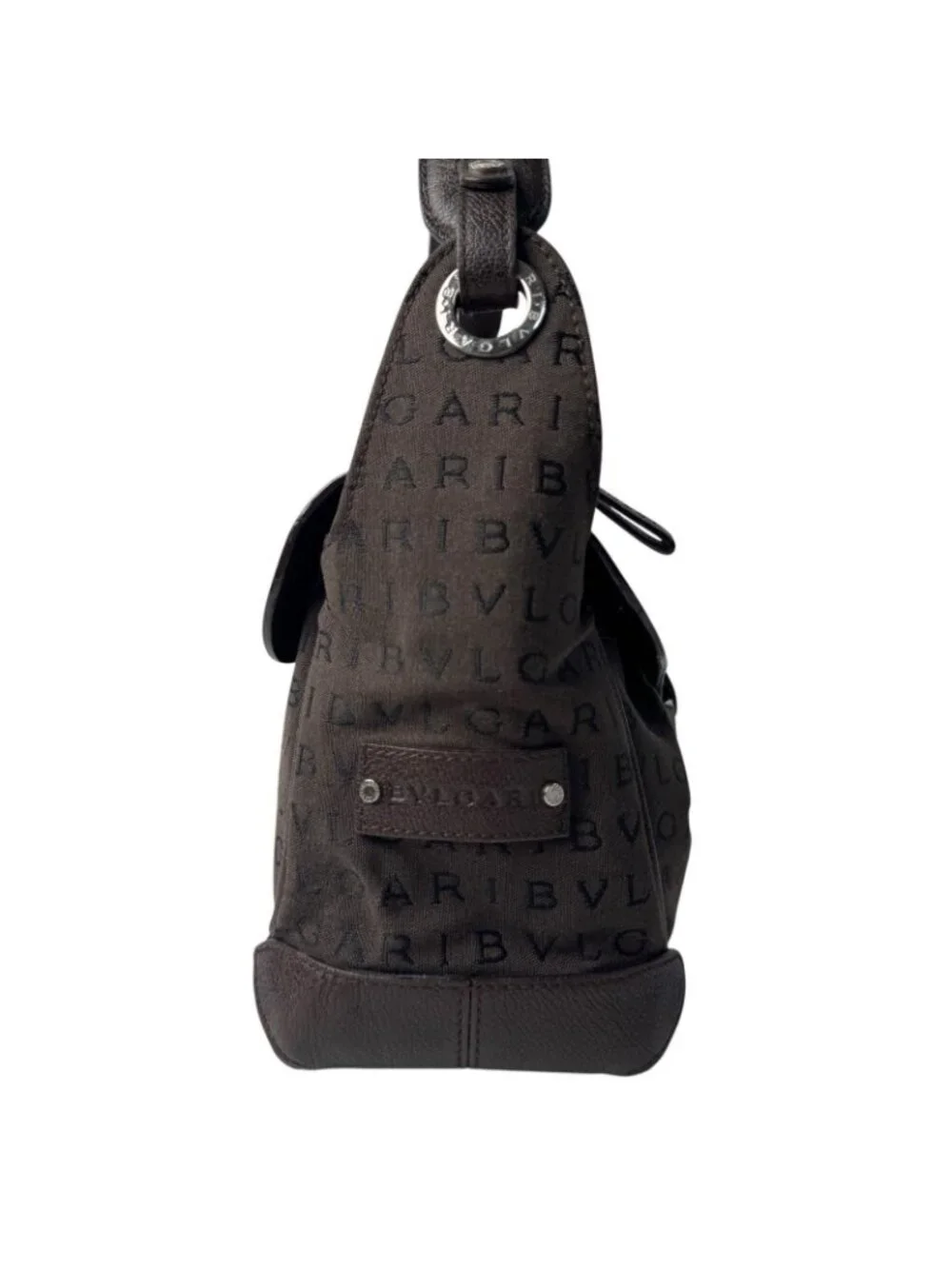 Bvlgari Logo Mania Shoulder Bag Canvas Leather